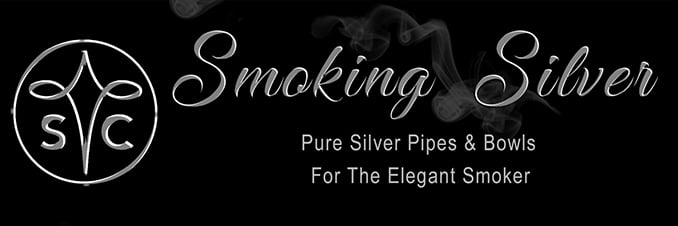 Smoking Silver logo for handmade smoking pipes & smoking bowls for the elegant smoker