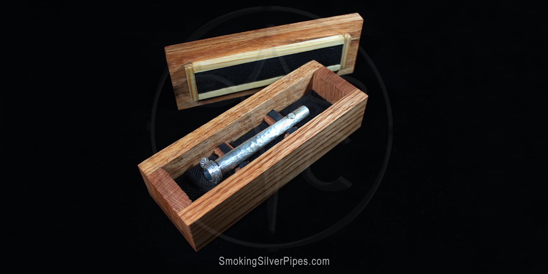 Custom wooden box with Moss Agate Bijou inside by Smoking Silver.