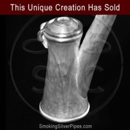 Smoking Silver pipe for smoking with hinged lid, Blackjack is handmade from pure silver. SOLD