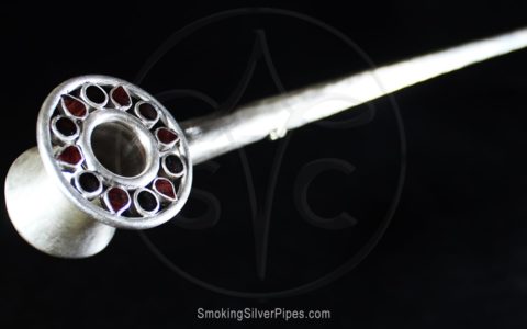 Smoking Silver pure silver pipe for smoking with wood accents, Lucky Roulette is handmade.