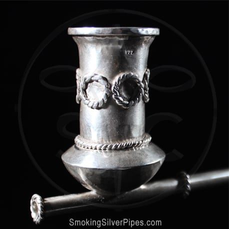 Smoking Silver pure silver pipe for smoking, Braided Annulet is handmade.