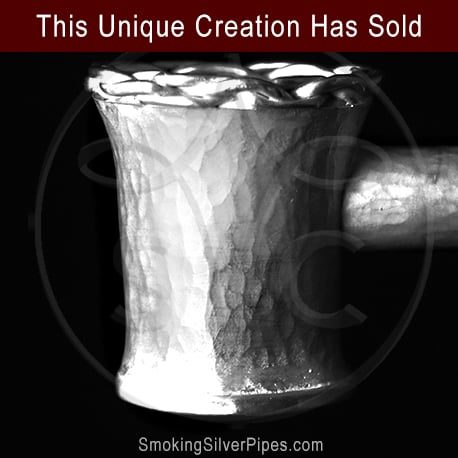 Smoking Silver pure silver pipe for smoking, Crowning Garland is handmade. SOLD