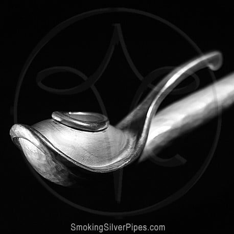 Smoking Silver long pipe for smoking, Egyptian Beauty is handmade from pure silver.