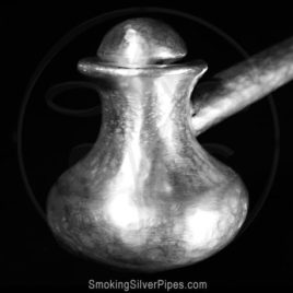 Smoking Silver long pipe for smoking with lid, Regal Stout is handmade from pure silver.