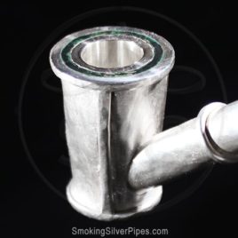 Smoking Silver pure silver pipe for smoking with green accent, Rio Verde is handmade.