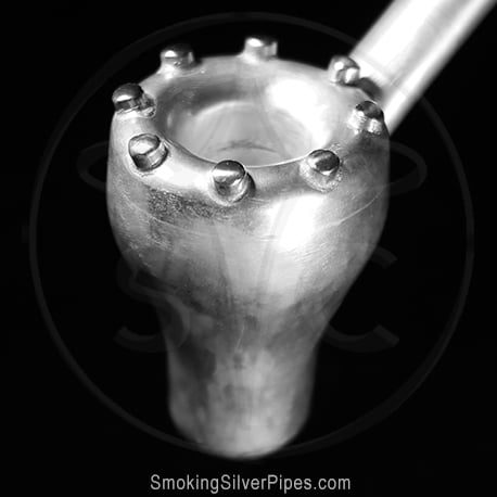 Smoking Silver pure silver pipe for smoking, Studded Distinction is handmade.