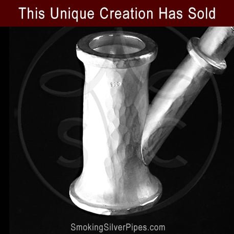 Smoking Silver long pipe for smoking, Silver Satin is handmade from pure silver. SOLD