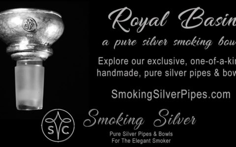 Smoking Silver smoking bowl with glass adaptor, Royal Basin is handmade from pure silver