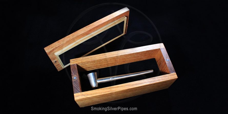 Custom wooden box for pure silver pipe for smoking inside by Smoking Silver.